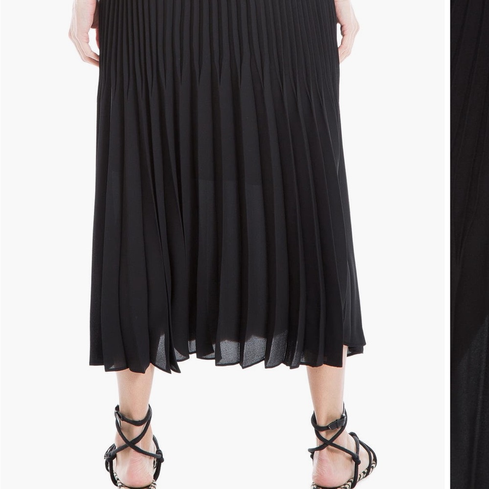 Max Studio Black Pleated Midi Skirt A-Line